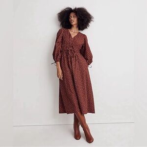 Madewell Sophia Tie-Front Midi Dress in Teaberry Floral